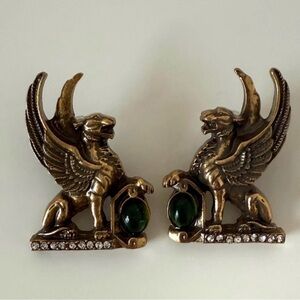 Elegant Bronze Griffon Earrings